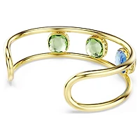 Chroma cuff, Cushion cut, Multicolored, Gold-tone plated by SWAROVSKI