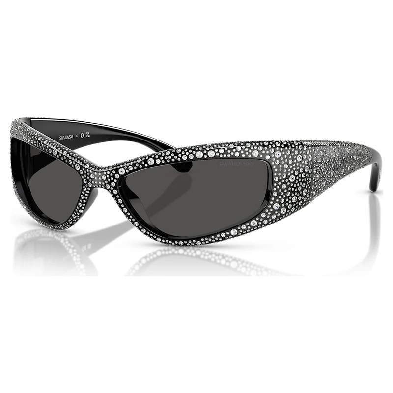 Sunglasses, Mask shape, SK6027, Black by SWAROVSKI
