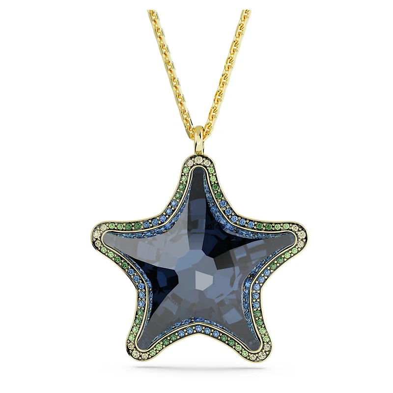 Idyllia SCS pendant, Starfish, Blue, Gold-tone plated by SWAROVSKI