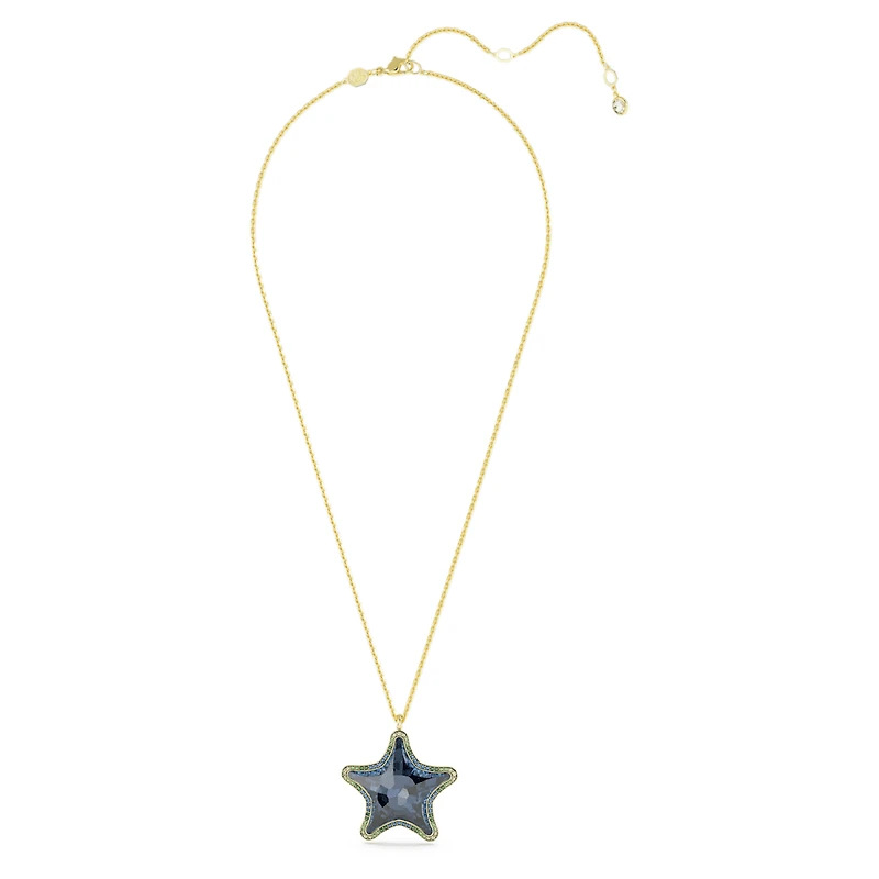 Idyllia SCS pendant, Starfish, Blue, Gold-tone plated by SWAROVSKI