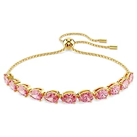 Matrix Tennis bracelet, Pear cut, Pink, Gold-tone plated by SWAROVSKI