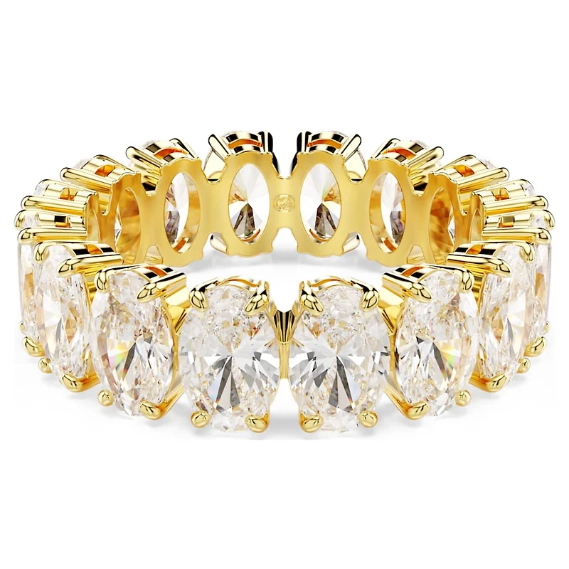 Matrix ring, Oval cut, White, Gold-tone plated by SWAROVSKI