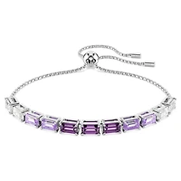 Matrix Tennis bracelet, Baguette cut, Purple, Rhodium plated by SWAROVSKI