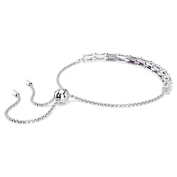 Matrix Tennis bracelet, Baguette cut, Purple, Rhodium plated by SWAROVSKI