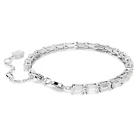Matrix Tennis bracelet, Baguette cut, White, Rhodium plated by SWAROVSKI