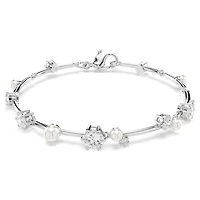 Constella bracelet, Crystal pearl, Round cuts, White, Rhodium plated by SWAROVSKI