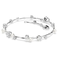 Constella bracelet, Crystal pearl, Round cuts, White, Rhodium plated by SWAROVSKI