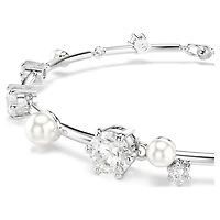 Constella bracelet, Crystal pearl, Round cuts, White, Rhodium plated by SWAROVSKI