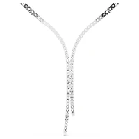 Matrix Y necklace, Round cut, White, Rhodium plated by SWAROVSKI