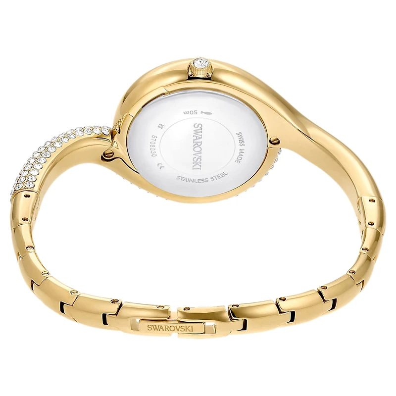 Dextera asymmetric watch, Swiss Made, Metal bracelet, Gold tone, Gold-tone finish by SWAROVSKI
