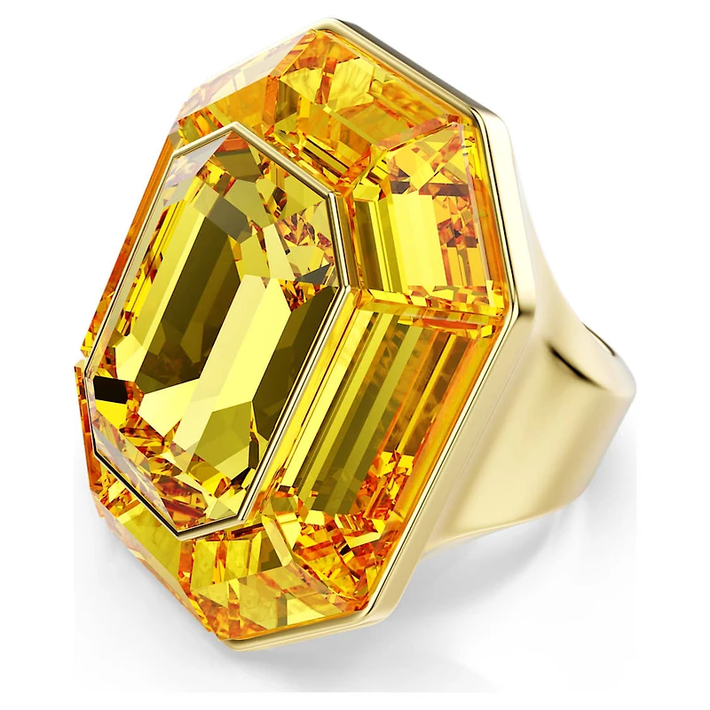 Lucent cocktail ring, Octagon shape, Yellow, Gold-tone plated by SWAROVSKI