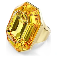 Lucent cocktail ring, Octagon shape, Yellow, Gold-tone plated by SWAROVSKI