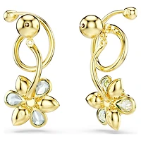 Idyllia drop earrings, Asymmetrical design, Mixed cuts, Flower, Multicolored, Gold-tone plated by SWAROVSKI