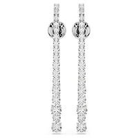 Matrix drop earrings, Gradient of round cuts, White, Rhodium plated by SWAROVSKI