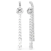 Matrix drop earrings, Gradient of round cuts, White, Rhodium plated by SWAROVSKI