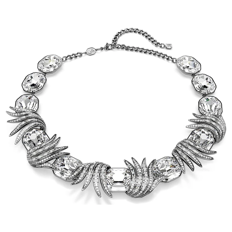 The Vienna Collection necklace, Feather, White, Ruthenium plated by SWAROVSKI