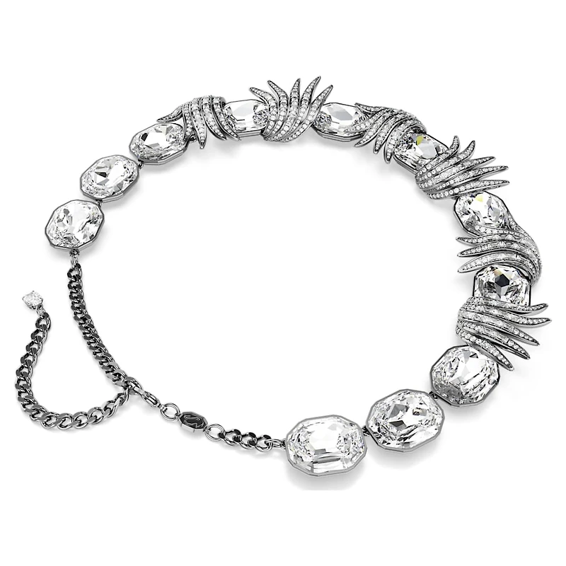 The Vienna Collection necklace, Feather, White, Ruthenium plated by SWAROVSKI