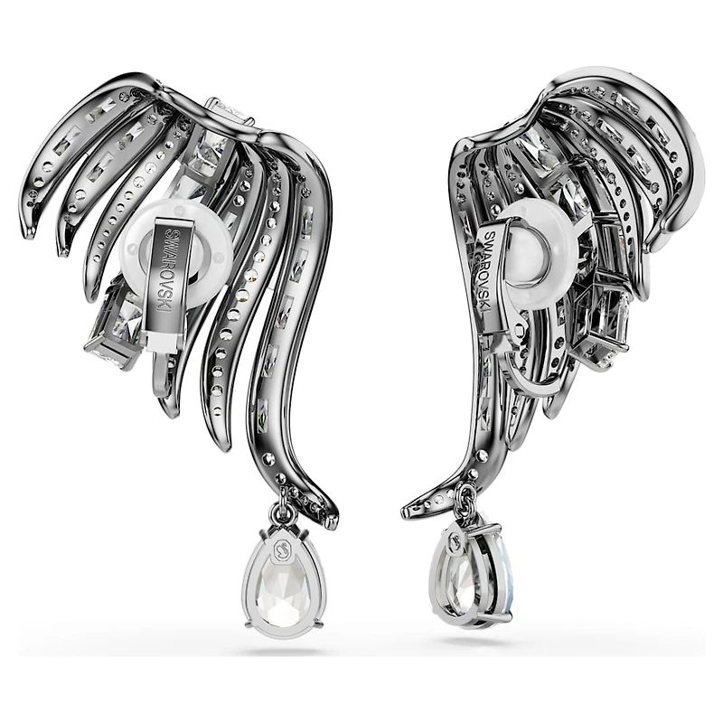 The Vienna Collection ear cuffs, Feather, White, Ruthenium plated by SWAROVSKI