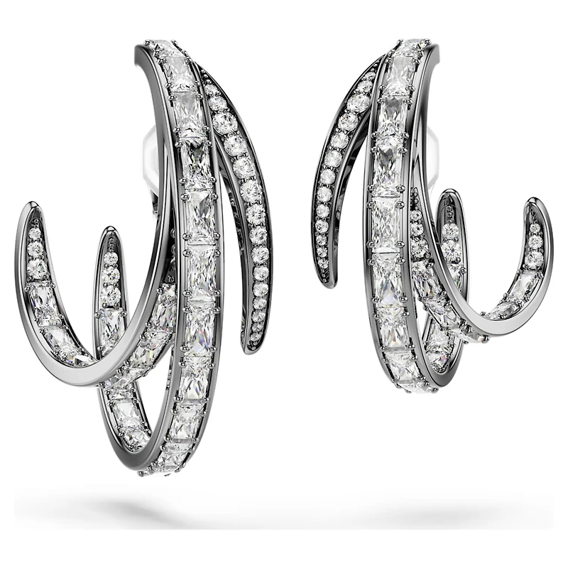 The Vienna Collection ear cuff set (3), Feather, Ruthenium plated by SWAROVSKI
