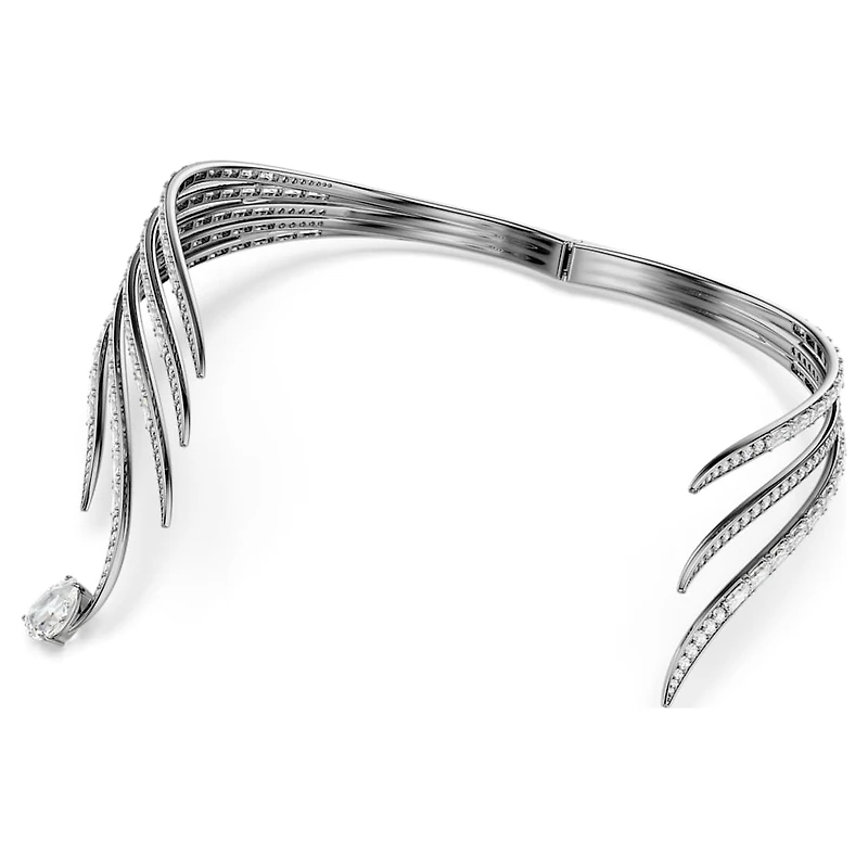 The Vienna Collection choker, Feather, White, Ruthenium plated by SWAROVSKI
