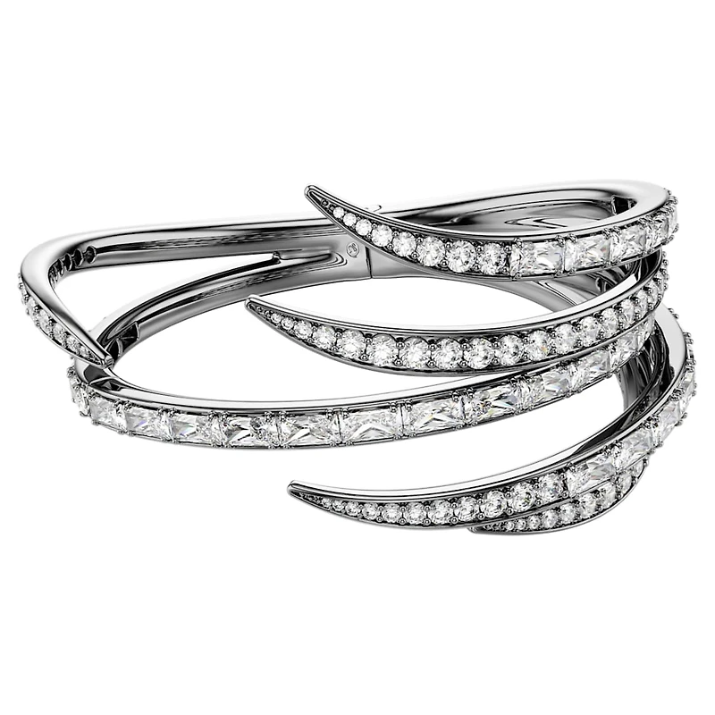The Vienna Collection bangle, Feather, White, Ruthenium plated by SWAROVSKI