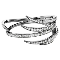 The Vienna Collection bangle, Feather, White, Ruthenium plated by SWAROVSKI
