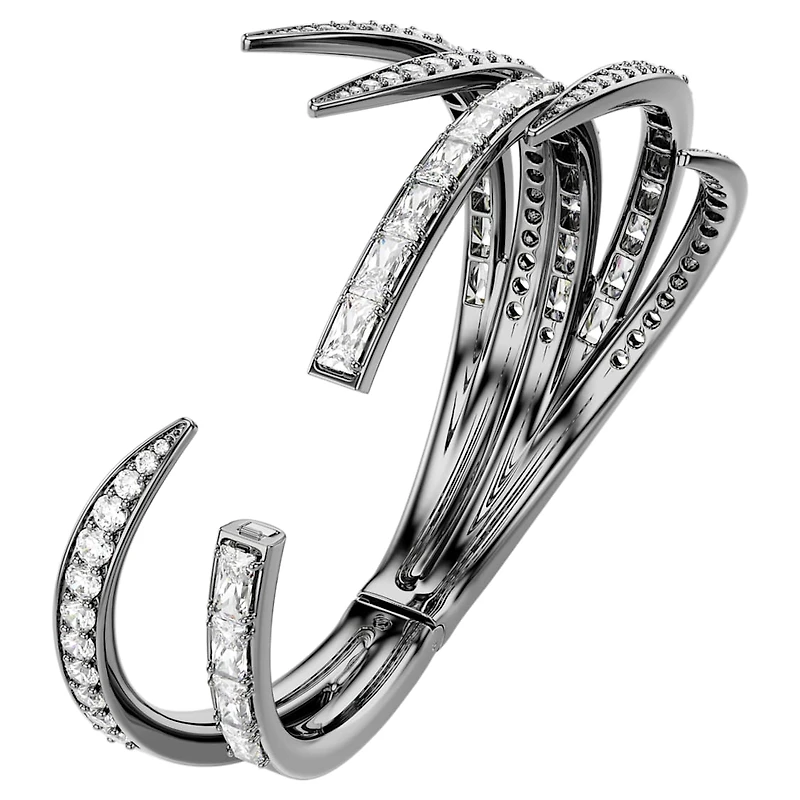 The Vienna Collection bangle, Feather, White, Ruthenium plated by SWAROVSKI