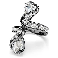 The Vienna Collection open ring, Feather, White, Ruthenium plated by SWAROVSKI