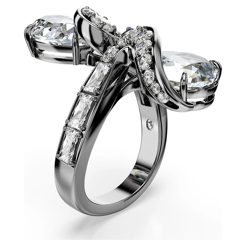 The Vienna Collection open ring, Feather, White, Ruthenium plated by SWAROVSKI