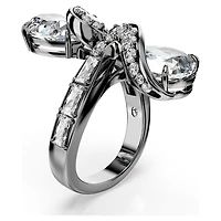 The Vienna Collection open ring, Feather, White, Ruthenium plated by SWAROVSKI