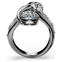 The Vienna Collection open ring, Feather, White, Ruthenium plated by SWAROVSKI