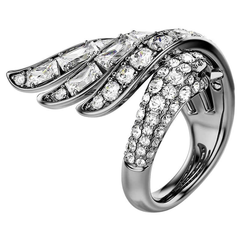The Vienna Collection ring, Swan, White, Ruthenium plated by SWAROVSKI