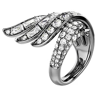 The Vienna Collection ring, Swan, White, Ruthenium plated by SWAROVSKI