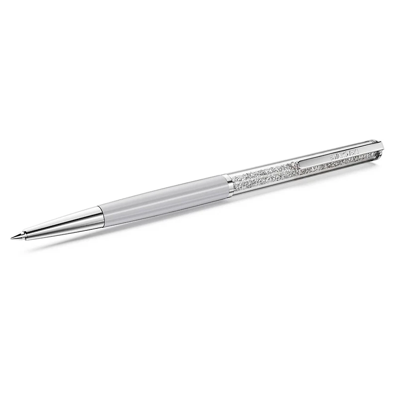 Crystalline ballpoint pen, Gray, Gray lacquered, Chrome Plated by SWAROVSKI