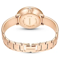 Crystalline bangle watch, Swiss Made, Metal bracelet, Beige, Rose gold-tone finish by SWAROVSKI