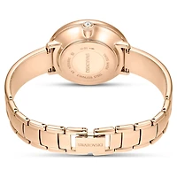 Crystalline bangle watch, Swiss Made, Metal bracelet, Green, Rose gold-tone finish by SWAROVSKI
