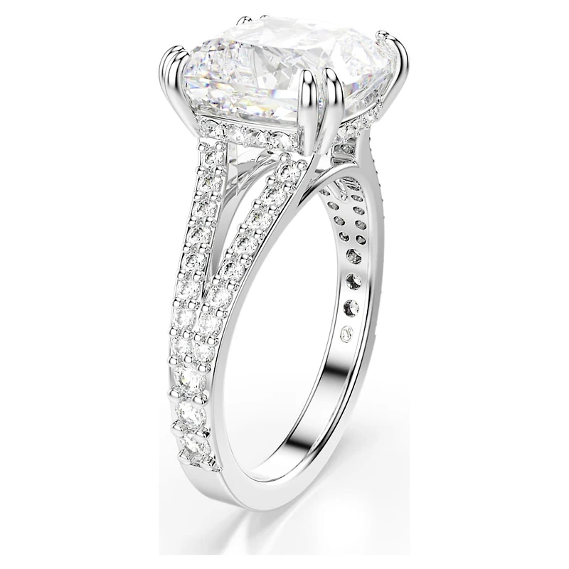 Stilla cocktail ring, Square cut, Pavé, White, Rhodium plated by SWAROVSKI