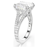 Stilla cocktail ring, Square cut, Pavé, White, Rhodium plated by SWAROVSKI