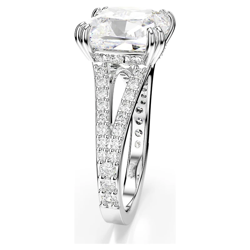 Stilla cocktail ring, Square cut, Pavé, White, Rhodium plated by SWAROVSKI