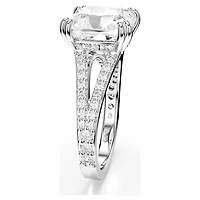 Stilla cocktail ring, Square cut, Pavé, White, Rhodium plated by SWAROVSKI