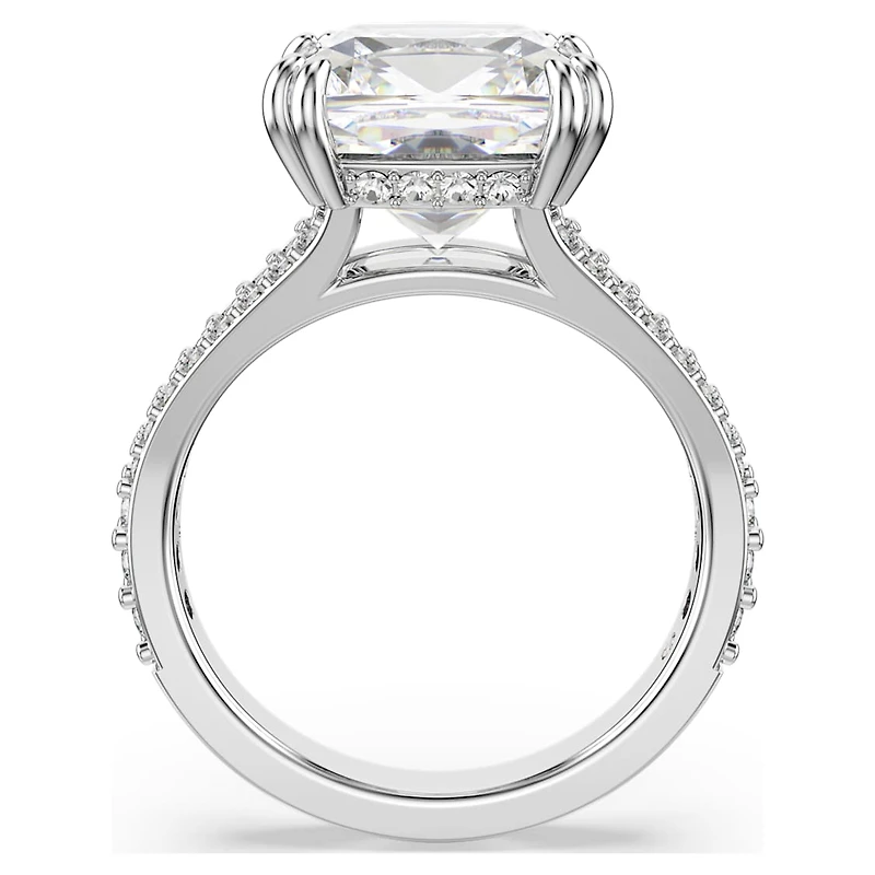 Stilla cocktail ring, Square cut, Pavé, White, Rhodium plated by SWAROVSKI