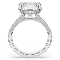 Stilla cocktail ring, Square cut, Pavé, White, Rhodium plated by SWAROVSKI