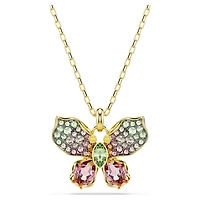 Idyllia pendant, Mixed cuts, Pavé, Butterfly, Multicoloured, Gold-tone plated by SWAROVSKI