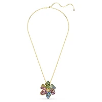 Idyllia pendant and brooch, Mixed cuts, Pavé, Flower, Multicoloured, Gold-tone plated by SWAROVSKI