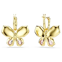 Idyllia drop earrings, Mixed cuts, Pavé, Butterfly, Multicoloured, Gold-tone plated by SWAROVSKI