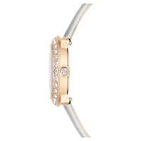 Matrix tennis watch, Swiss Made, Leather strap, Grey, Rose gold-tone finish by SWAROVSKI
