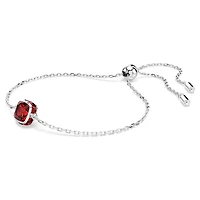 Birthstone bracelet, Square cut, January, Red, Rhodium plated by SWAROVSKI