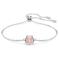 Birthstone bracelet, Square cut, June, Pink, Rhodium plated by SWAROVSKI