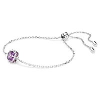 Birthstone bracelet, Square cut, February, Purple, Rhodium plated by SWAROVSKI