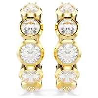 Imber hoop earrings, Round cut, White, Gold-tone plated by SWAROVSKI